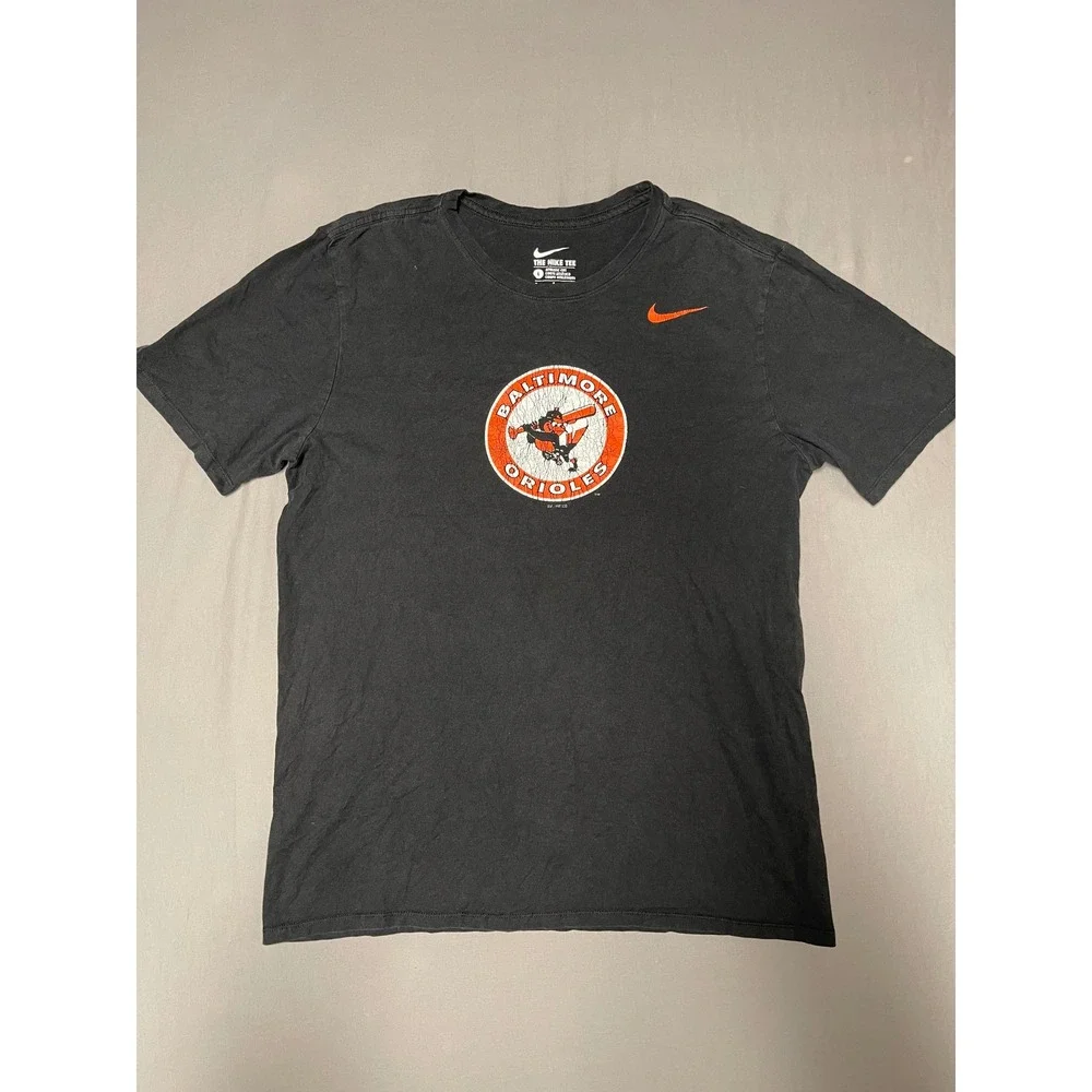 Nike Baltimore Orioles MLB T-Shirt Mens Large Black Graphic Tee Athletic Cut